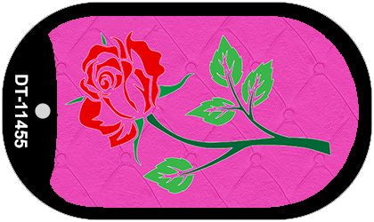 Illustrated Rose On Pink Chaise Lounge Novelty Metal Dog Tag Necklace DT-11455