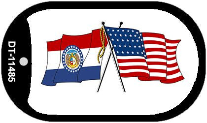 Missouri / USA Crossed Flags Novelty Metal Dog Tag Necklace DT-11485