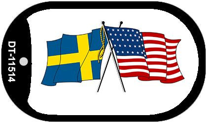 Sweden / USA Flag Novelty Metal Dog Tag Necklace DT-11514