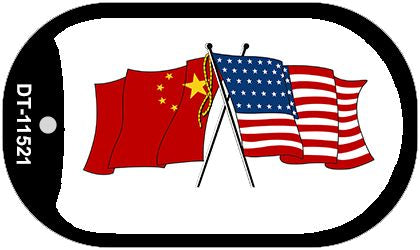 China / USA Flag Novelty Metal Dog Tag Necklace DT-11521