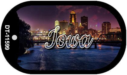 Iowa Bridge City Lights Novelty Metal Dog Tag Necklace DT-11599