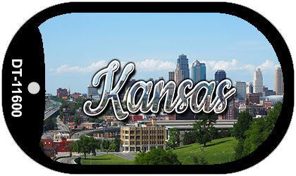 Kansas Downtown Skyline Novelty Metal Dog Tag Necklace DT-11600