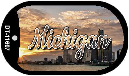 Michigan City Sunset Novelty Metal Dog Tag Necklace DT-11607
