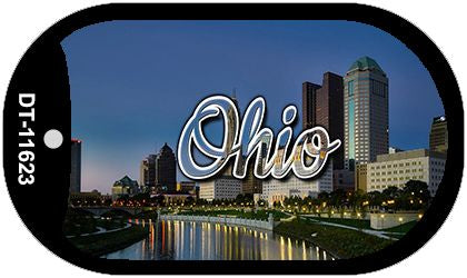 Ohio River City Skyline Novelty Metal Dog Tag Necklace DT-11623