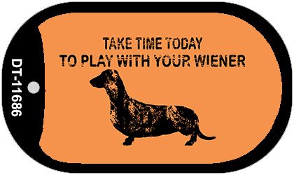 Play With Your Wiener Novelty Metal Dog Tag Necklace DT-11686