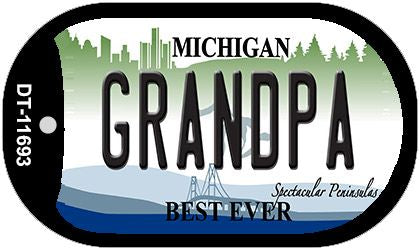Grandpa Michigan Novelty Metal Dog Tag Necklace DT-11693