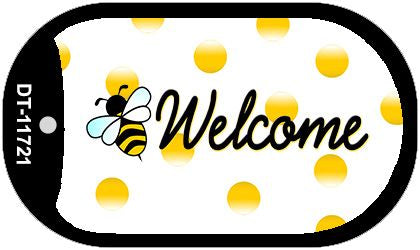 Welcome Bee Novelty Metal Dog Tag Necklace DT-11721