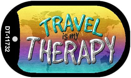 Travel Is My Therapy Novelty Metal Dog Tag Necklace DT-11732