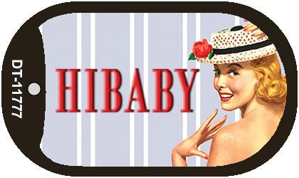 Hi Baby Vintage Pinup Novelty Metal Dog Tag Necklace DT-11777