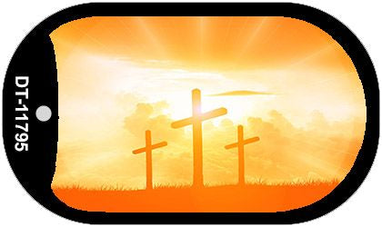 Three Crosses Sunset Novelty Metal Dog Tag Necklace DT-11795
