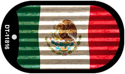 Mexico Flag Corrugated Novelty Metal Dog Tag Necklace DT-11816