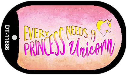 Princess and Unicorn Novelty Metal Dog Tag Necklace DT-11886