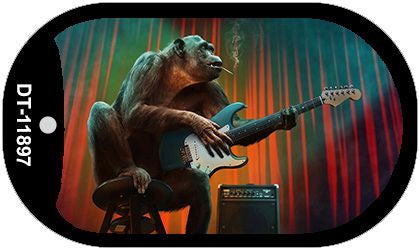 Monkey with Guitar Novelty Metal Dog Tag Necklace DT-11897