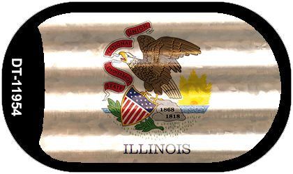 Illinois Corrugated Flag Novelty Dog Tag Necklace DT-11954