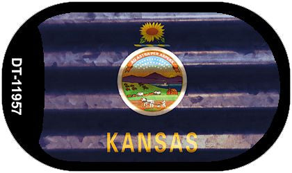 Kansas Corrugated Flag Novelty Dog Tag Necklace DT-11957