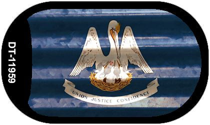 Louisiana Corrugated Flag Novelty Dog Tag Necklace DT-11959