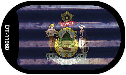 Maine Corrugated Flag Novelty Dog Tag Necklace DT-11960