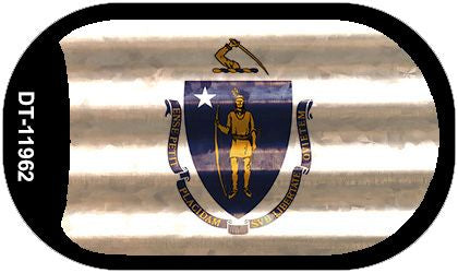 Massachusetts Corrugated Flag Novelty Dog Tag Necklace DT-11962