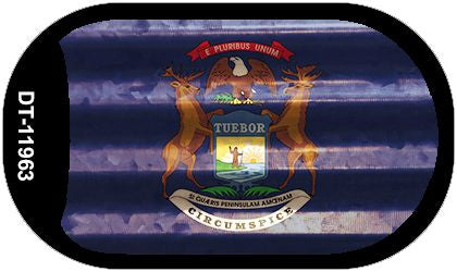 Michigan Corrugated Flag Novelty Dog Tag Necklace DT-11963