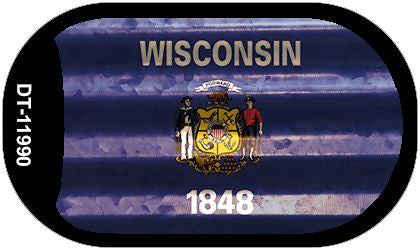 Wisconsin Corrugated Flag Novelty Dog Tag Necklace DT-11990