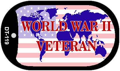 WW2 Veteran With American Flag Novelty Metal Dog Tag Necklace DT-119