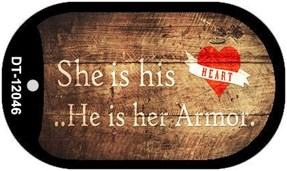 His Heart Her Armor Novelty Metal Dog Tag Necklace DT-12046