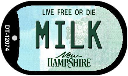 Milk New Hampshire State Novelty Metal Dog Tag Necklace DT-12074