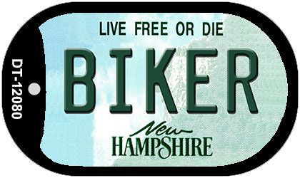 Biker New Hampshire State Novelty Metal Dog Tag Necklace DT-12080