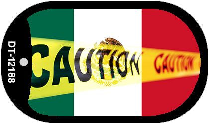 Caution Mexico Flag Novelty Metal Dog Tag Necklace DT-12188