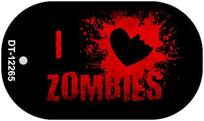 I Love Zombies Novelty Metal Dog Tag Necklace DT-12265