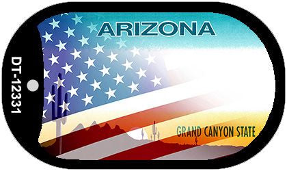 Arizona with American Flag Novelty Metal Dog Tag Necklace DT-12331