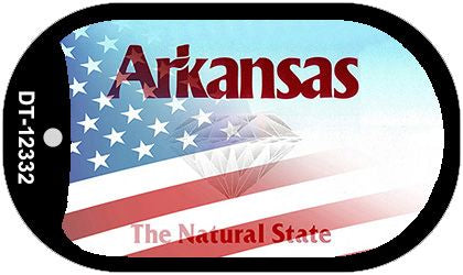 Arkansas with American Flag Novelty Metal Dog Tag Necklace DT-12332