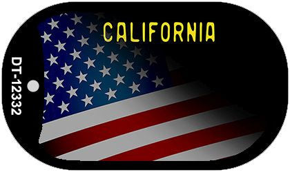 California with American Flag Novelty Metal Dog Tag Necklace DT-12333