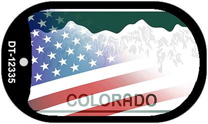 Colorado with American Flag Novelty Metal Dog Tag Necklace DT-12335