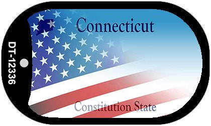 Connecticut with American Flag Novelty Metal Dog Tag Necklace DT-12336