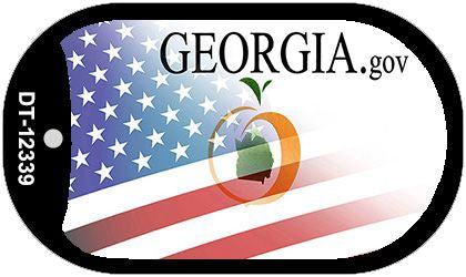 Georgia with American Flag Novelty Metal Dog Tag Necklace DT-12339
