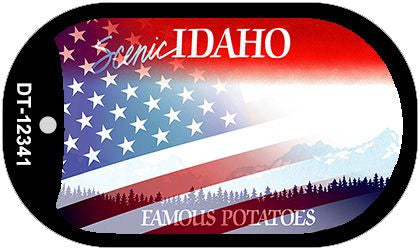 Idaho with American Flag Novelty Metal Dog Tag Necklace DT-12341