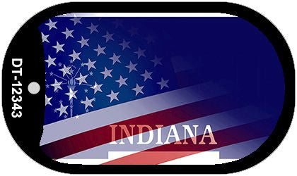 Indiana with American Flag Novelty Metal Dog Tag Necklace DT-12343