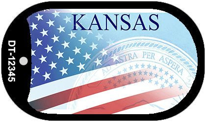 Kansas with American Flag Novelty Metal Dog Tag Necklace DT-12345
