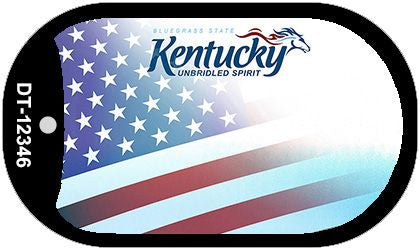 Kentucky with American Flag Novelty Metal Dog Tag Necklace DT-12346