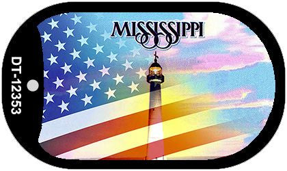 Mississippi with American Flag Novelty Metal Dog Tag Necklace DT-12353