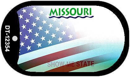Missouri with American Flag Novelty Metal Dog Tag Necklace DT-12354