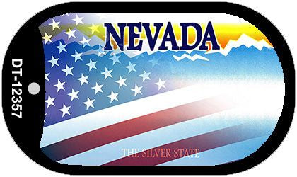 Nevada with American Flag Novelty Metal Dog Tag Necklace DT-12357