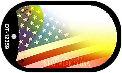 New Mexico with American Flag Novelty Metal Dog Tag Necklace DT-12359