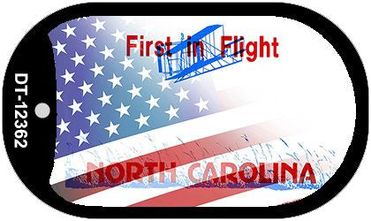 North Carolina with American Flag Novelty Metal Dog Tag Necklace DT-12362