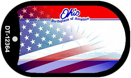Ohio with American Flag Novelty Metal Dog Tag Necklace DT-12364
