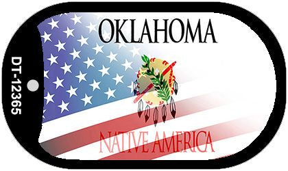Oklahoma with American Flag Novelty Metal Dog Tag Necklace DT-12365