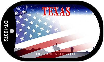 Texas with American Flag Novelty Metal Dog Tag Necklace DT-12372