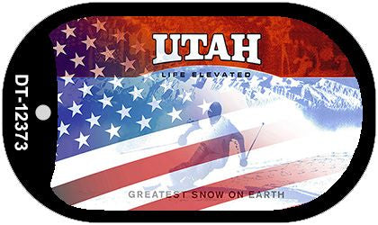 Utah with American Flag Novelty Metal Dog Tag Necklace DT-12373