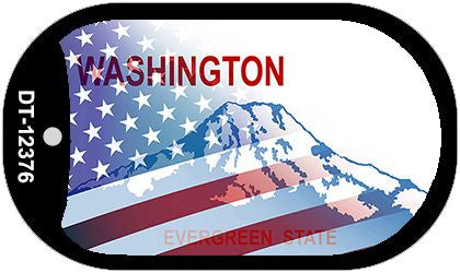 Washington with American Flag Novelty Metal Dog Tag Necklace DT-12376